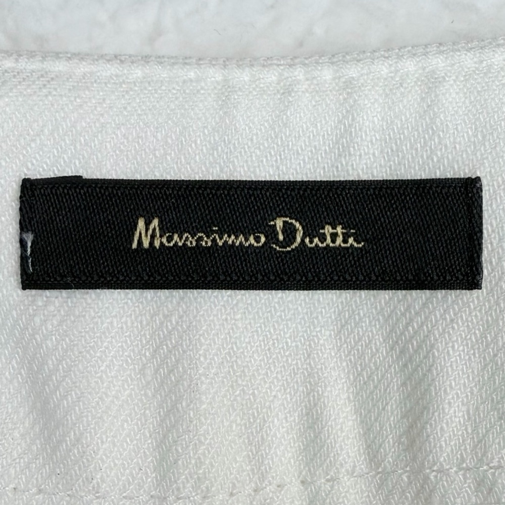 MASSIMO DUTTI • White 100% Linen High-Waisted Wide Leg Trouser Pants, 2 - Picture 10 of 13